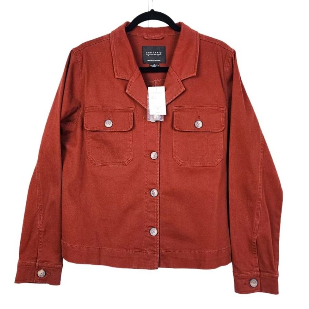 NWT Sanctuary Rust Cotton Stretch Jacket Button-Up Shacket Size M